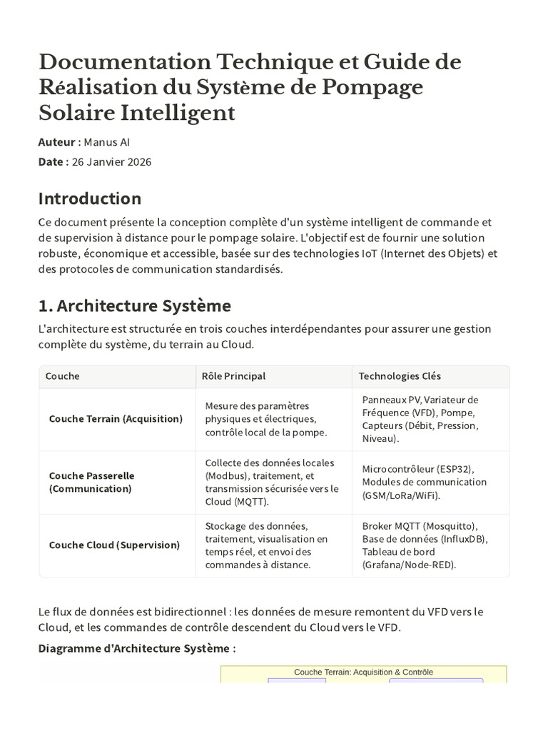 Documentation Technique Et Guide de Réalisation Du Système de Pompage ...