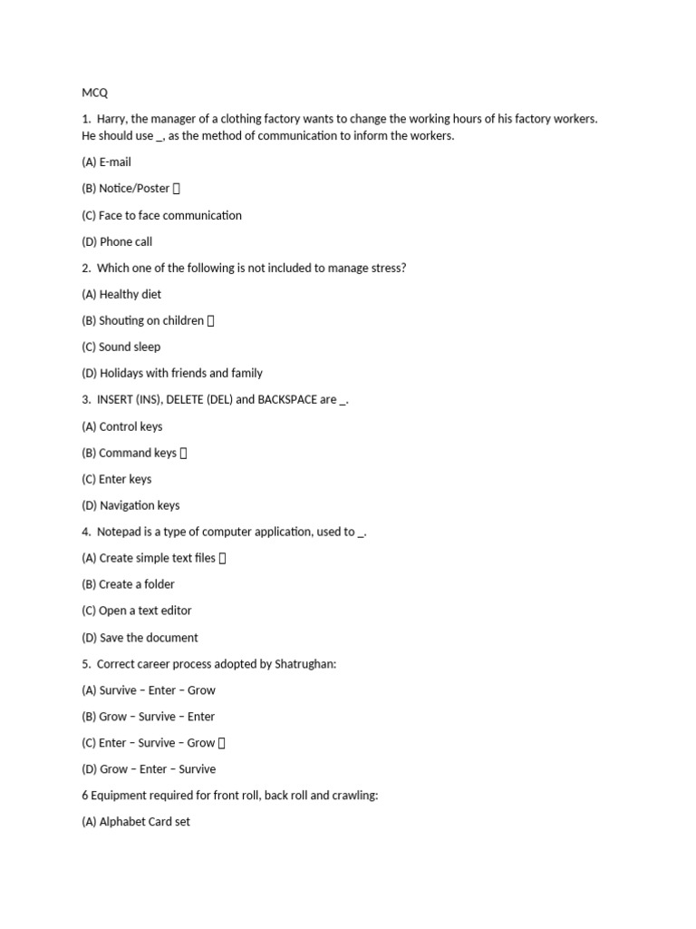 Model Answer Round 5 | PDF | Physical Fitness | Flexibility (Anatomy)