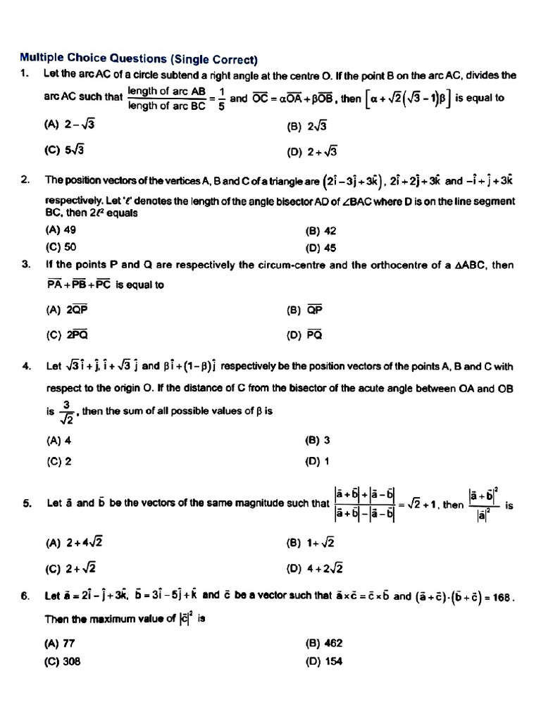 Vectors Test | PDF