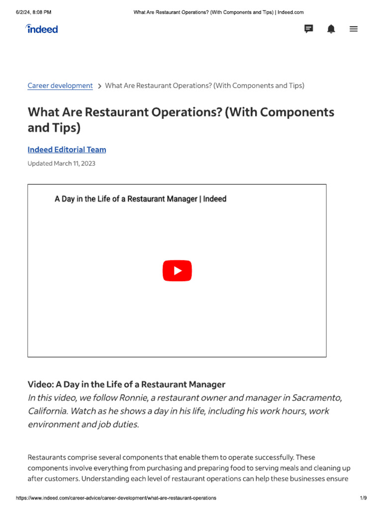 Restaurant Operation - Indeed | PDF