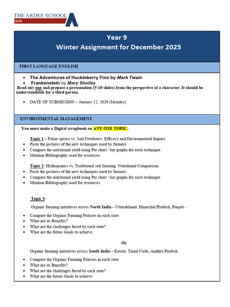 Winter Assignment YEAR 9 | PDF | Debits And Credits