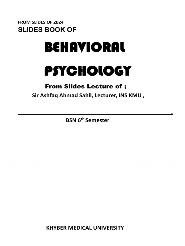 Behavioural Psychology Slides Book | PDF