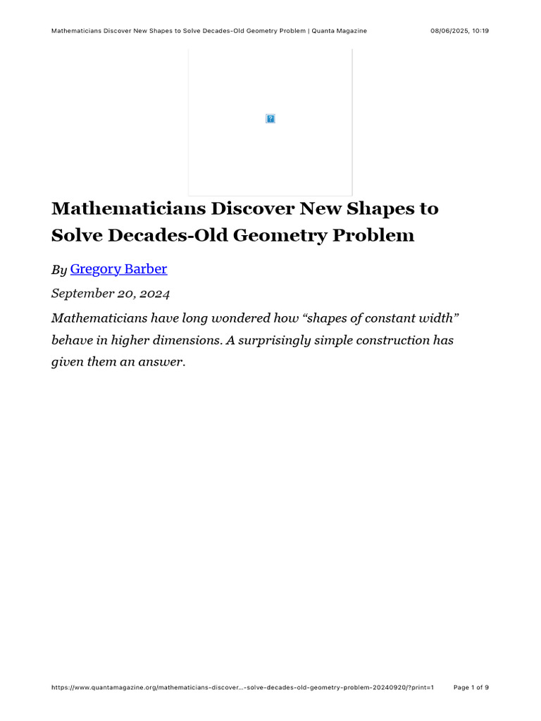 Mathematicians Discover New Shapes To Solve Decades-Old Geometry ...