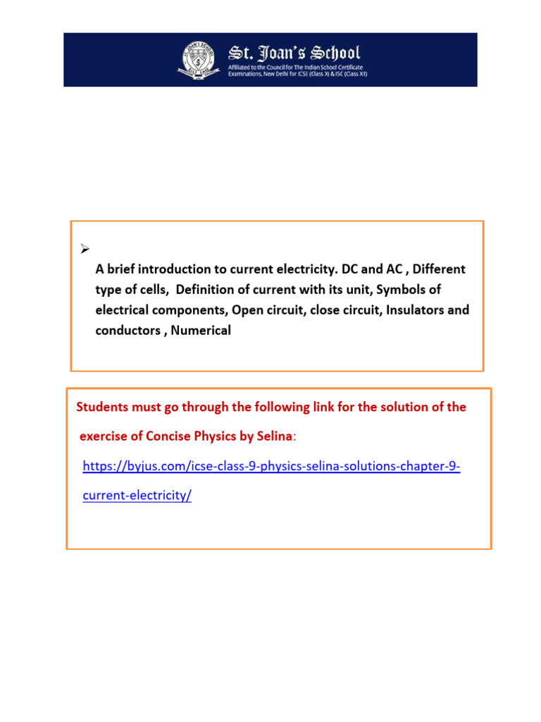IX Physics Lesson5 Current Electricity Part 1 | PDF | Electric Current ...