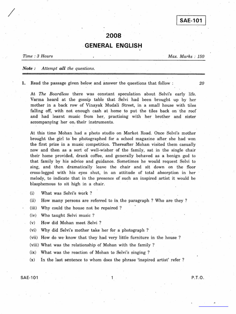 General English Sample Paper 1 | PDF
