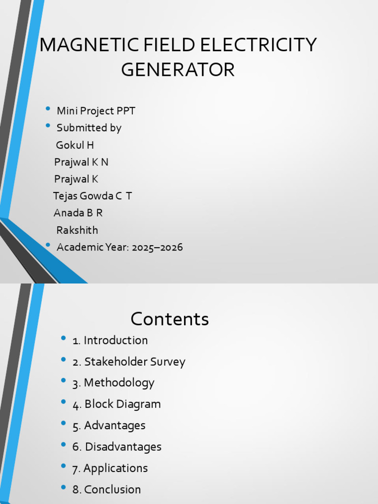Magnetic Field Electricity Generator PPT | PDF | Electric Generator ...