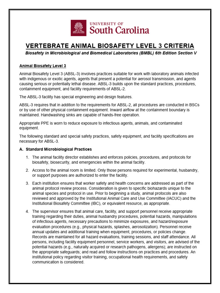 Animal Biosafety Level 3 Absl 3 | PDF | Personal Protective Equipment ...