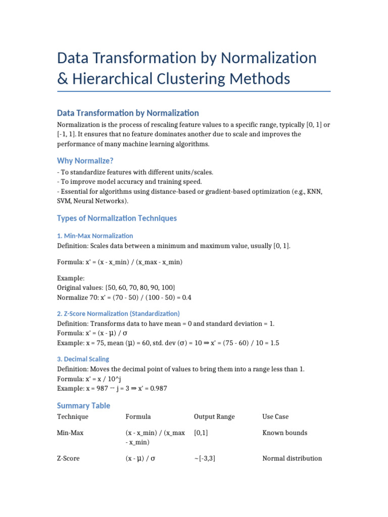Normalization Hierarchical Clustering | PDF | Cluster Analysis | Normal ...