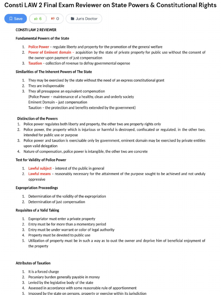 Consti Law 2 Reviewer | PDF