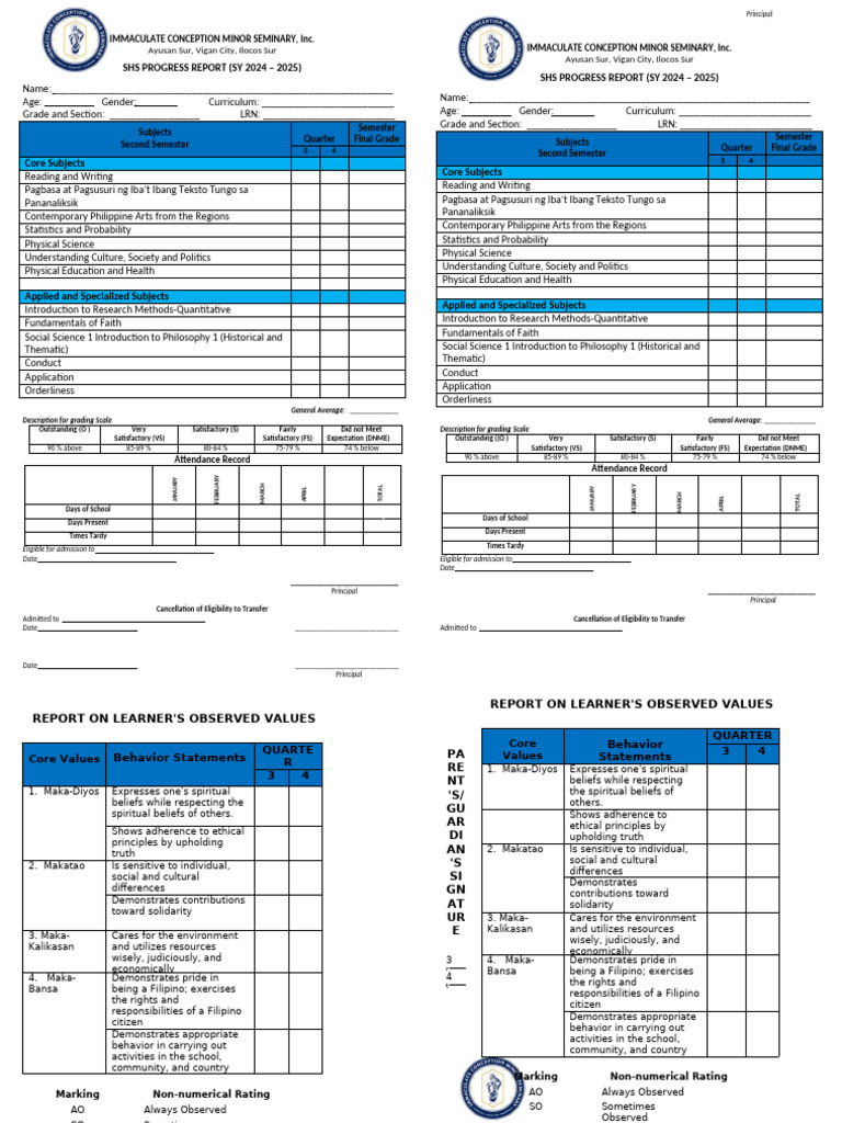 Form 138 New Grade 11 2nd NEW LOGO | PDF