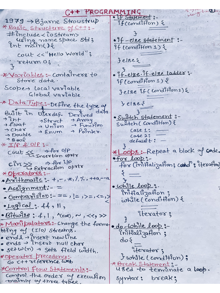 C++ Notes | PDF
