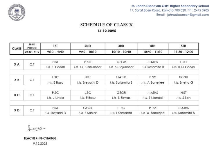X Schedule | PDF