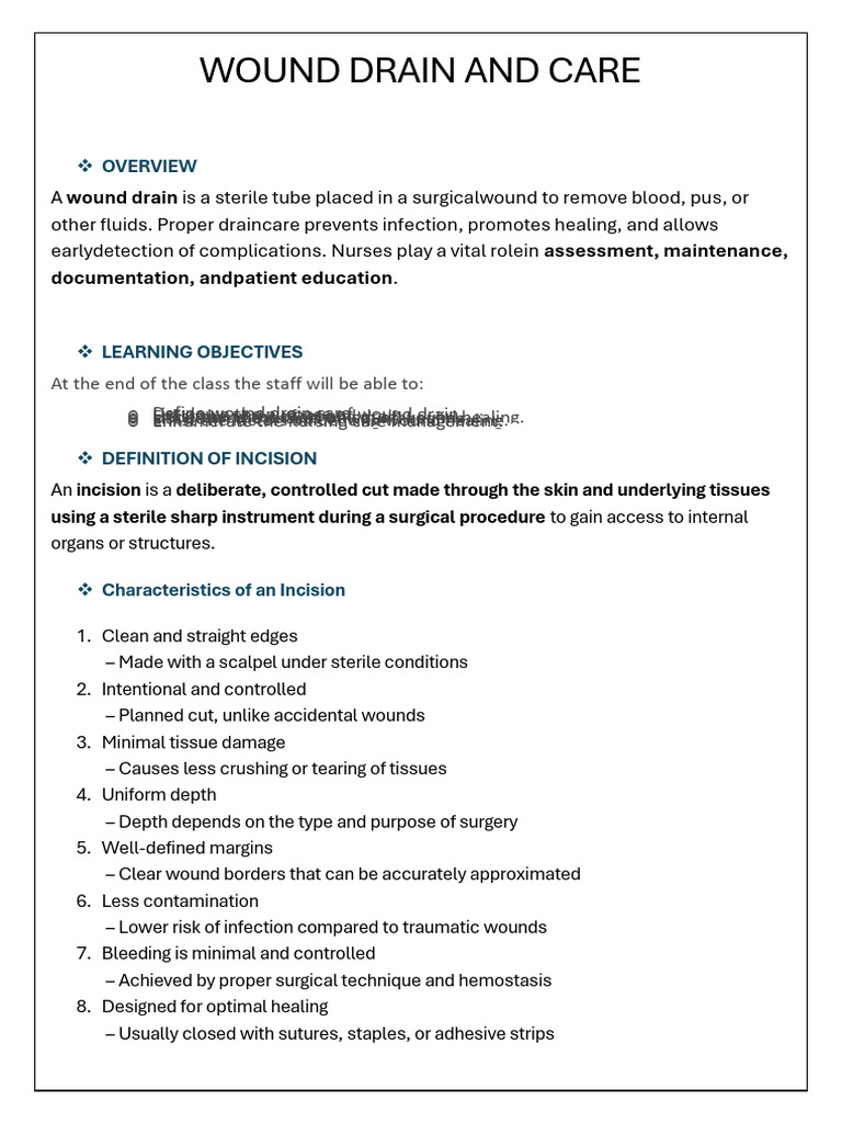 Wound Drain and Care | PDF | Wound Healing | Wound
