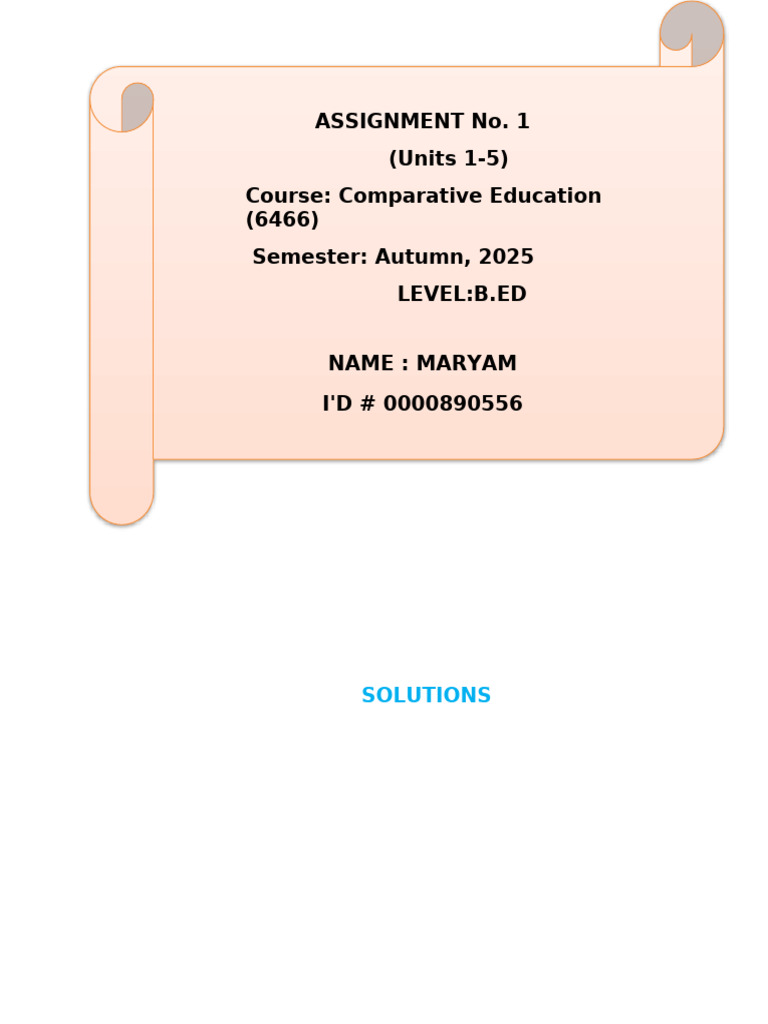 Assignment No.1 6466 Autumn | PDF | Distance Education | Secondary ...