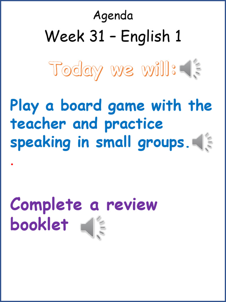 Agenda - Week 31 E1 (Audio) | PDF
