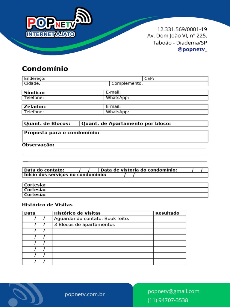 Ficha Condominio - Modelo | PDF