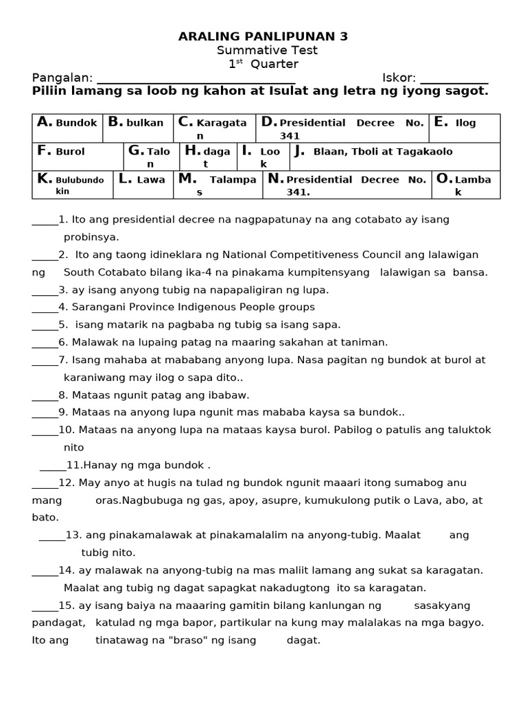 AP 3_Q2_ST2 With Answer Key | PDF