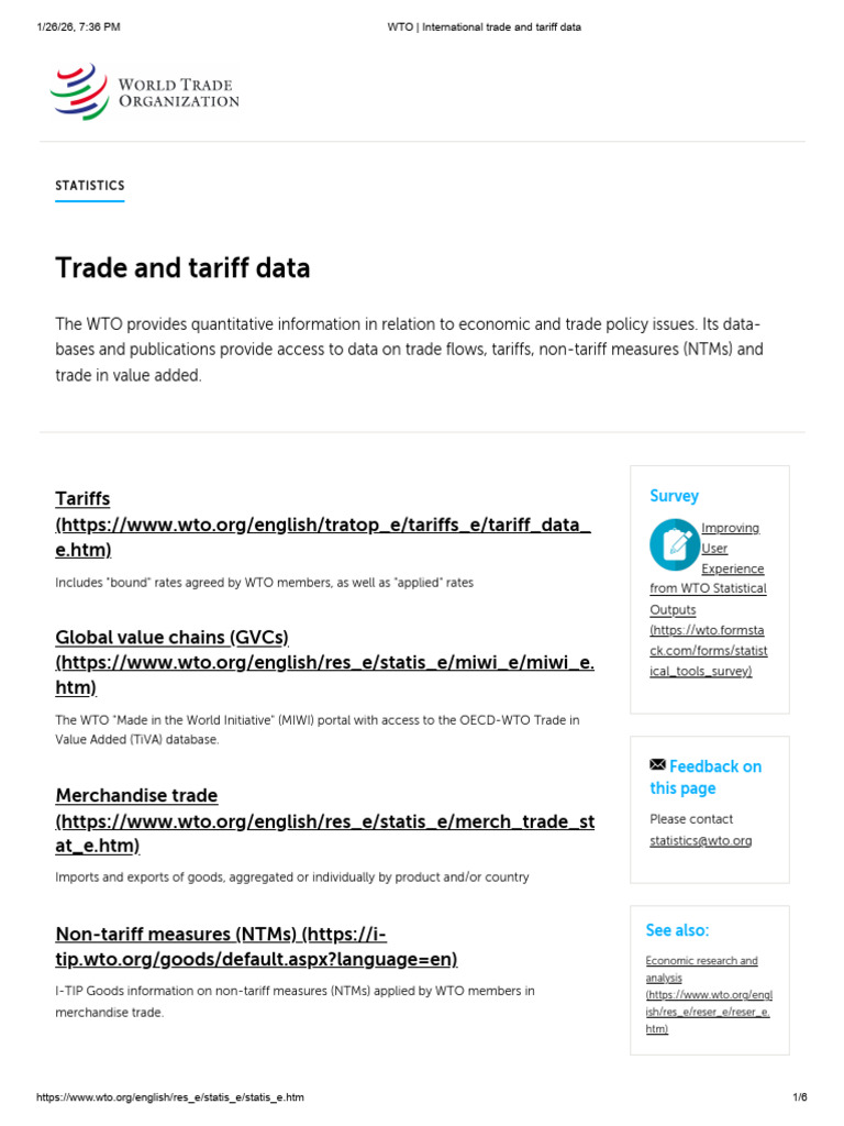 WTO - International Trade and Tariff Data | PDF | World Trade ...