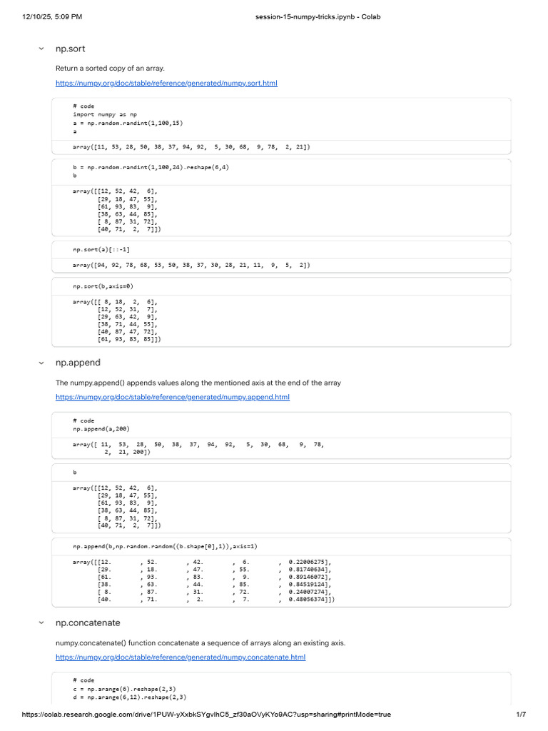 Session 15 Numpy Tricks - Ipynb Colab | PDF