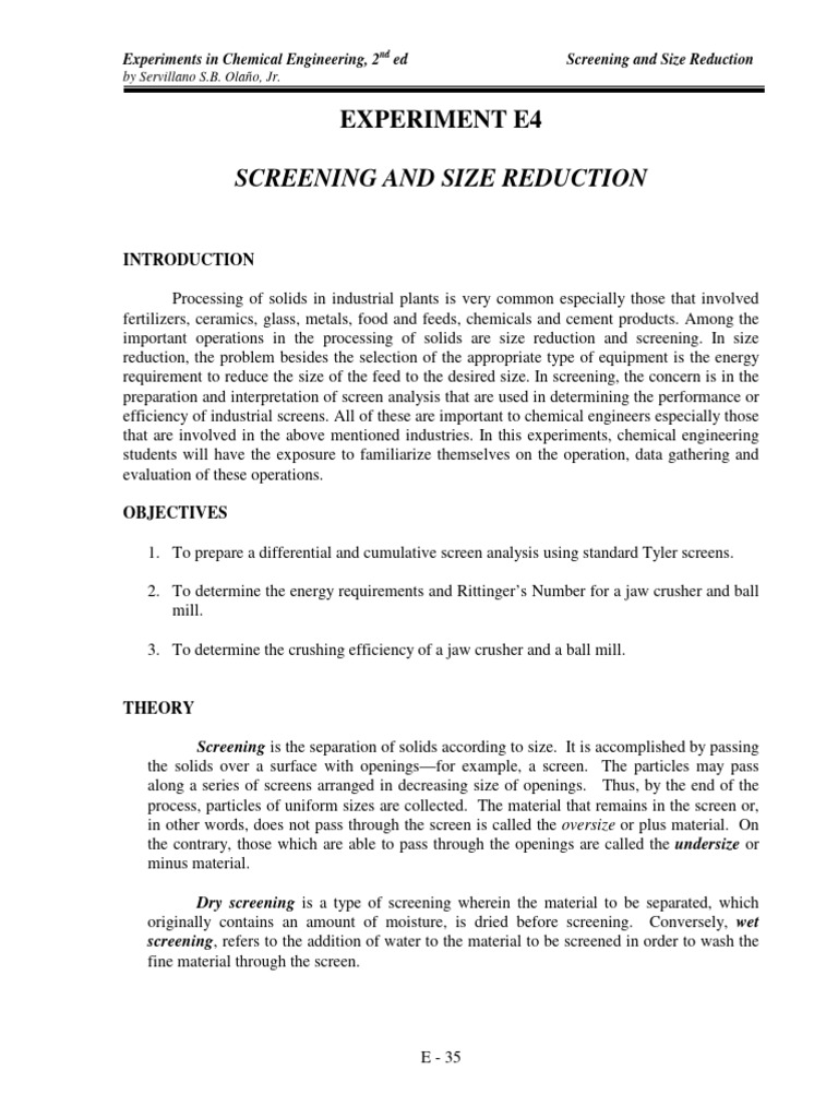 Size Reduction and Screening Manual | PDF | Solid | Fracture