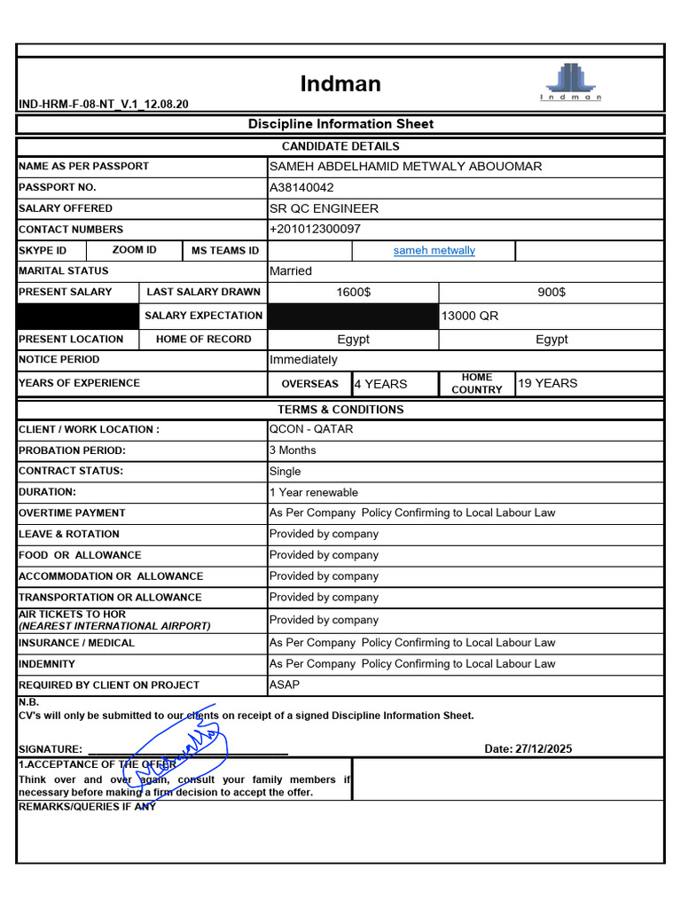 Di Sheet - Qcon . | PDF