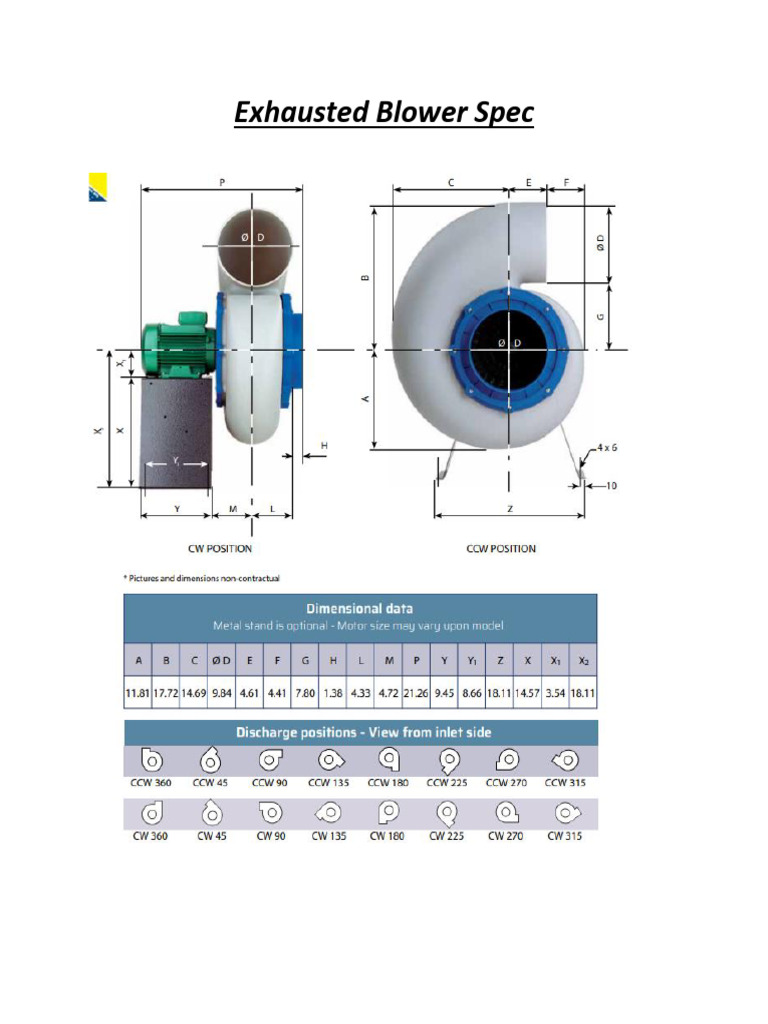 Exhausted Blower Spec | PDF