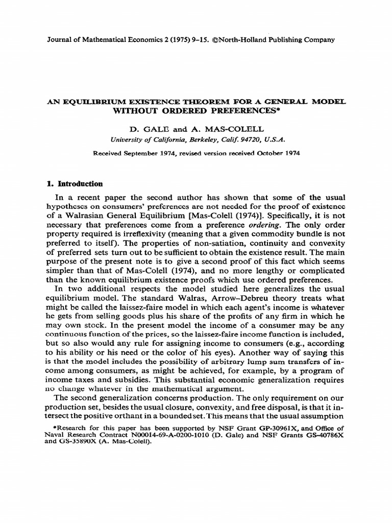 An Equilibrium Existence Theorem For A G | PDF | General Equilibrium ...