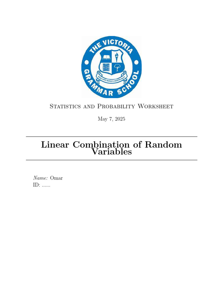 Stat Prob Term 3 LinearComRanVariables Worksheet | PDF | Statistical ...