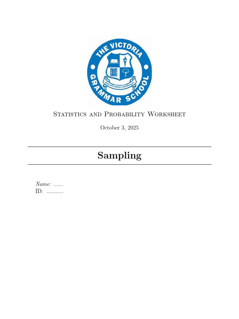 Stat Prob Y13 Term 1 Sampling Worksheet | PDF | Variance | Probability ...