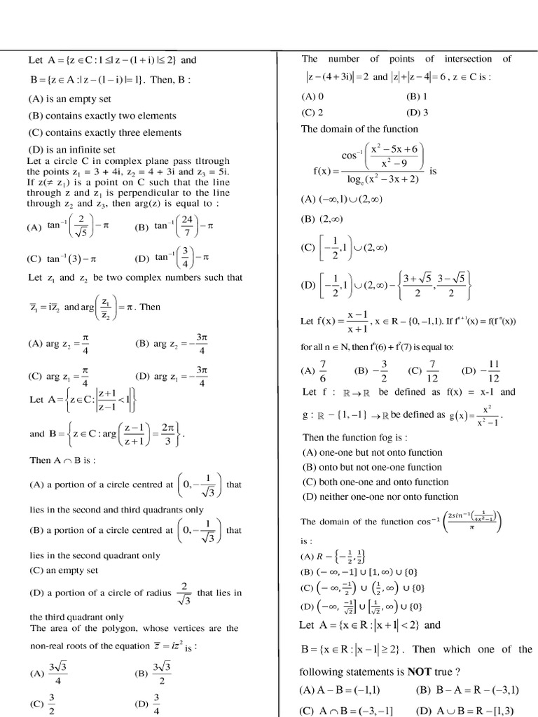 Xi Jee Maths 12.01.26 | PDF