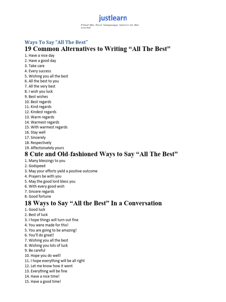 Ways To Say All The Best | PDF
