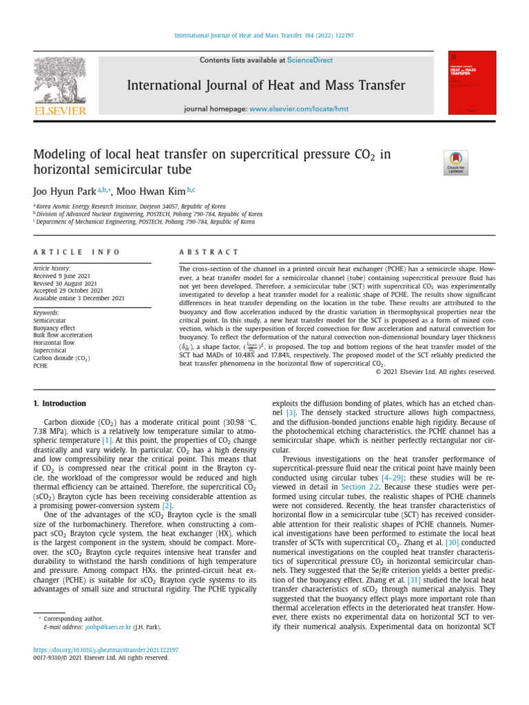 Modeling of Local Heat Transfer On Supercritical Pressure CO2 in | PDF ...