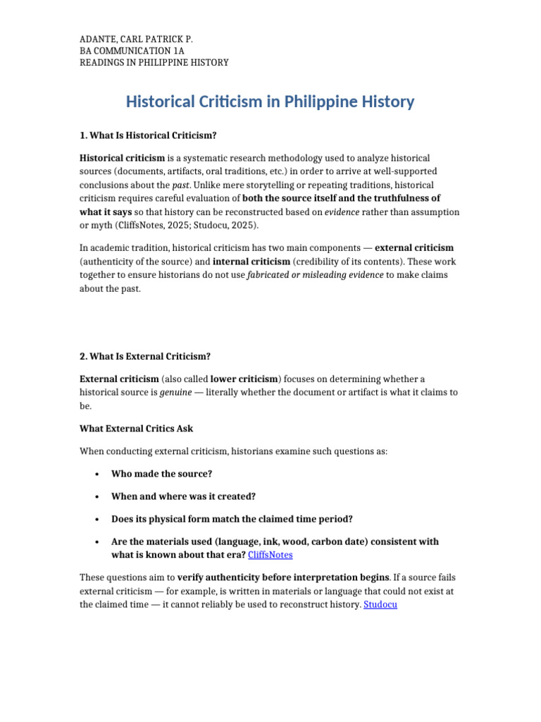 Adante Historical Criticism | PDF | Liberal Arts Education