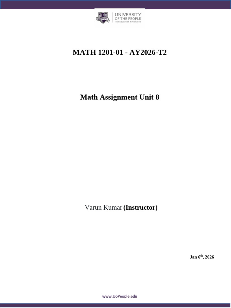 MATH 1201-01 - AY2026-T2 - Unit 8 | PDF | Equations | Matrix (Mathematics)