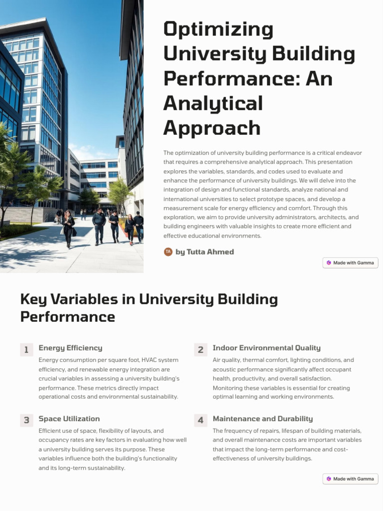 Optimizing University Building Performance An Analytical Approach | PDF