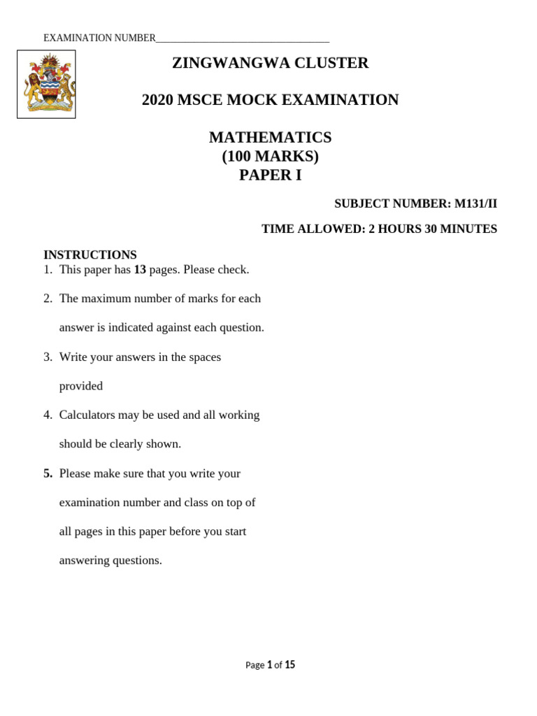 Mathematics Paper II-1 - Copy (2) | PDF | Mathematics