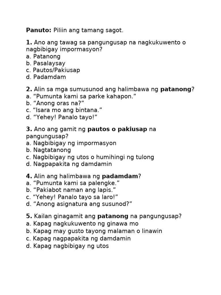 Pagsusulit Worksheet | PDF