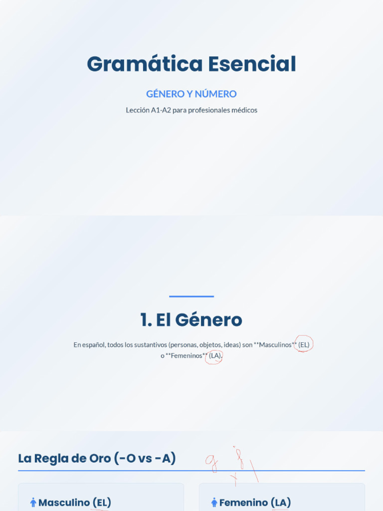 Gramática Esencial - Género y Número en Español | PDF