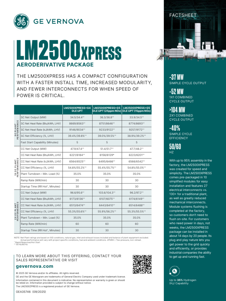 GEA35746 GEV LM2500XPRESS Product Factsheet | PDF | Electricity ...