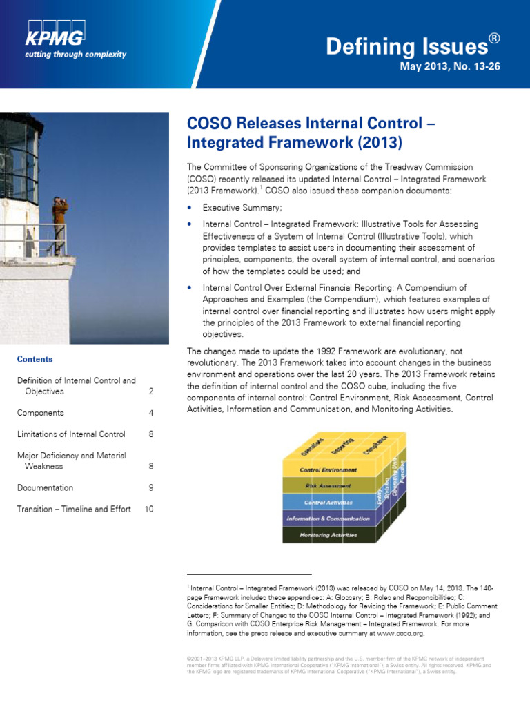 KPMG-COSO 2013 Summaries | PDF | Internal Control | Risk