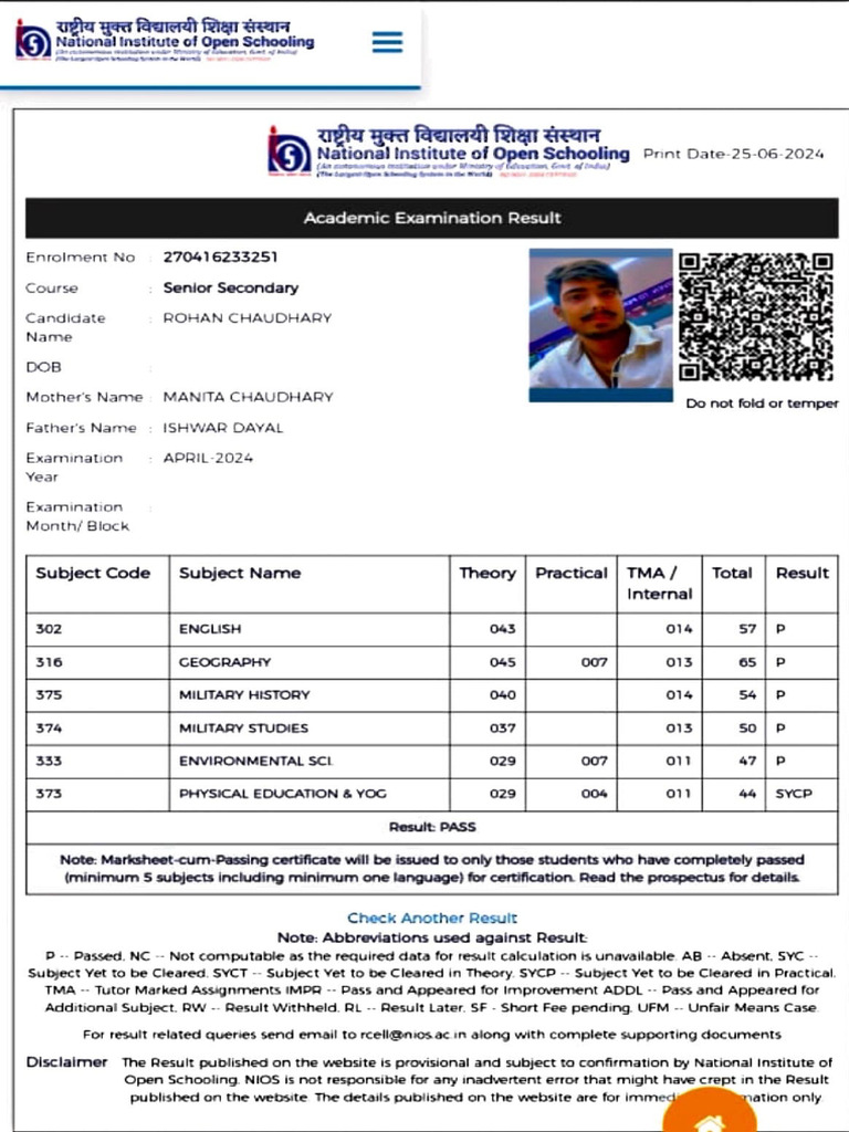 Class 12th Marks Sheet | PDF