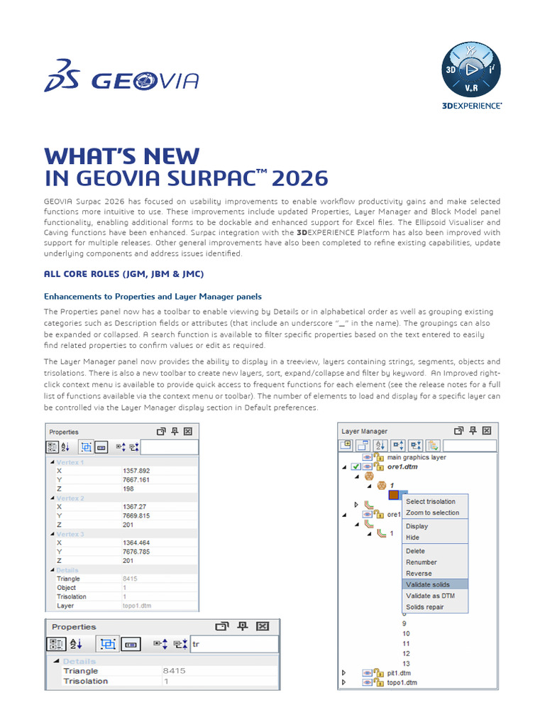 3DS 2026 GEO Surpac WhatsNewDS Final | PDF | Microsoft Excel | Computing