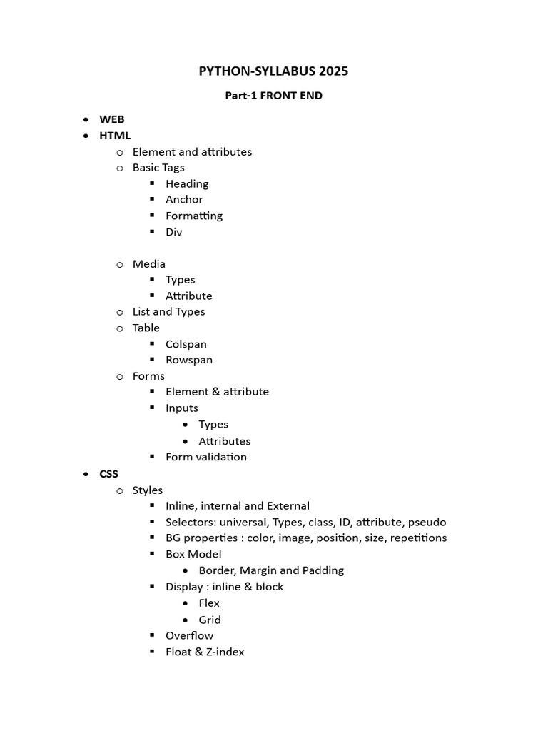 Python Syllabus2025 Official | PDF | Method (Computer Programming ...
