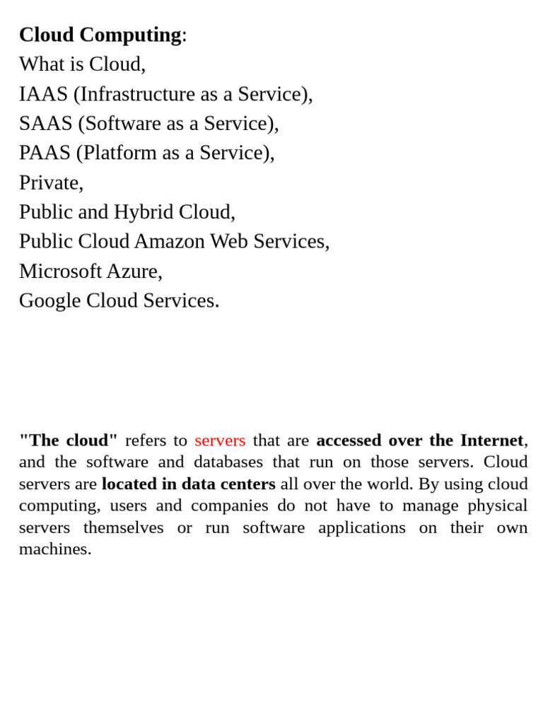 Unit I Cloud Computing | PDF | Cloud Computing | Software As A Service