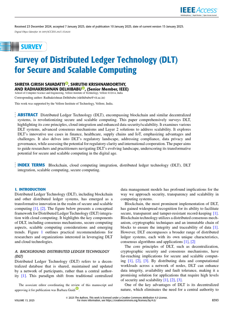 Survey of Distributed Ledger Technology DLT For Secure and Scalable ...