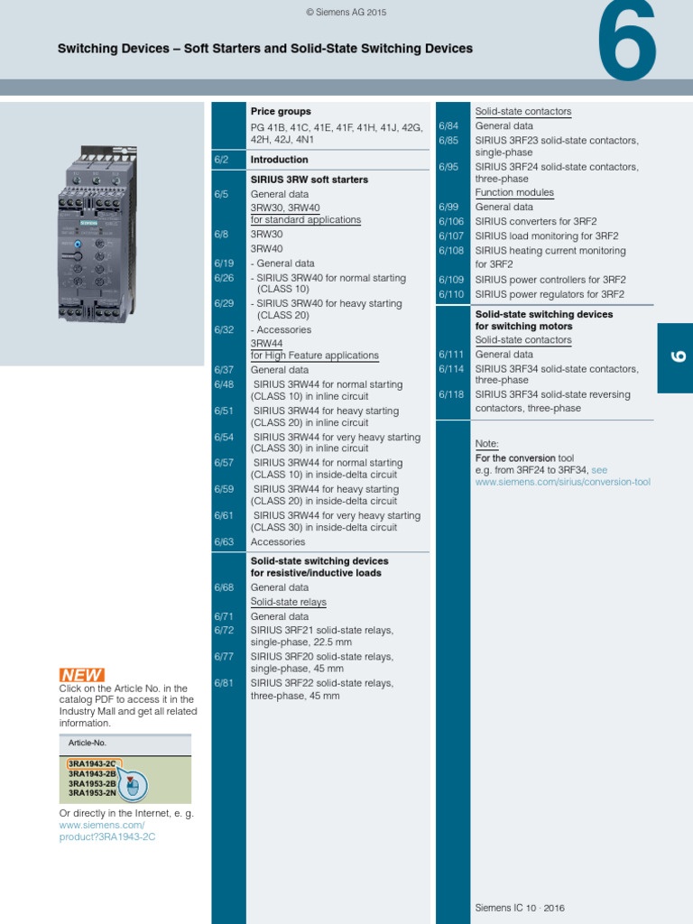 SIRIUS IC10 Chap06 Soft Starters English 2016 | PDF | Relay | Electric ...