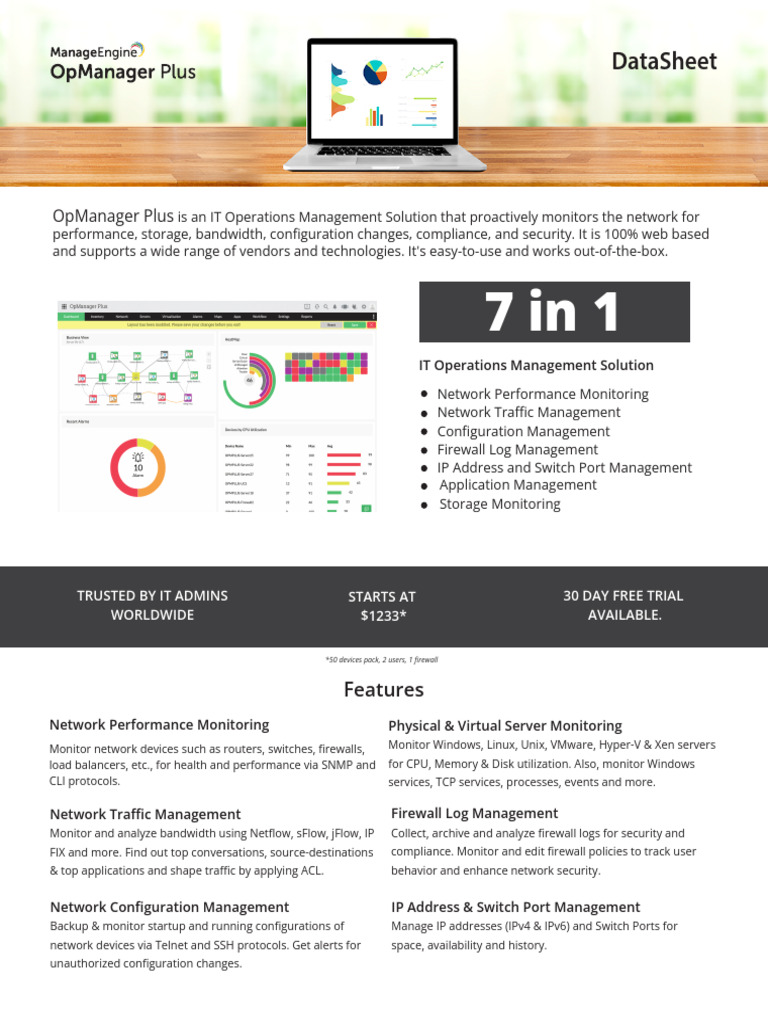 OpManager Plus Datasheet 2024 | PDF | Computer Network | Firewall ...