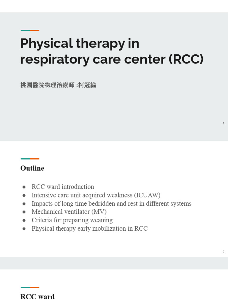 Physical Therapy in Respiratory Care Center (RCC) Copy | PDF | Blood ...