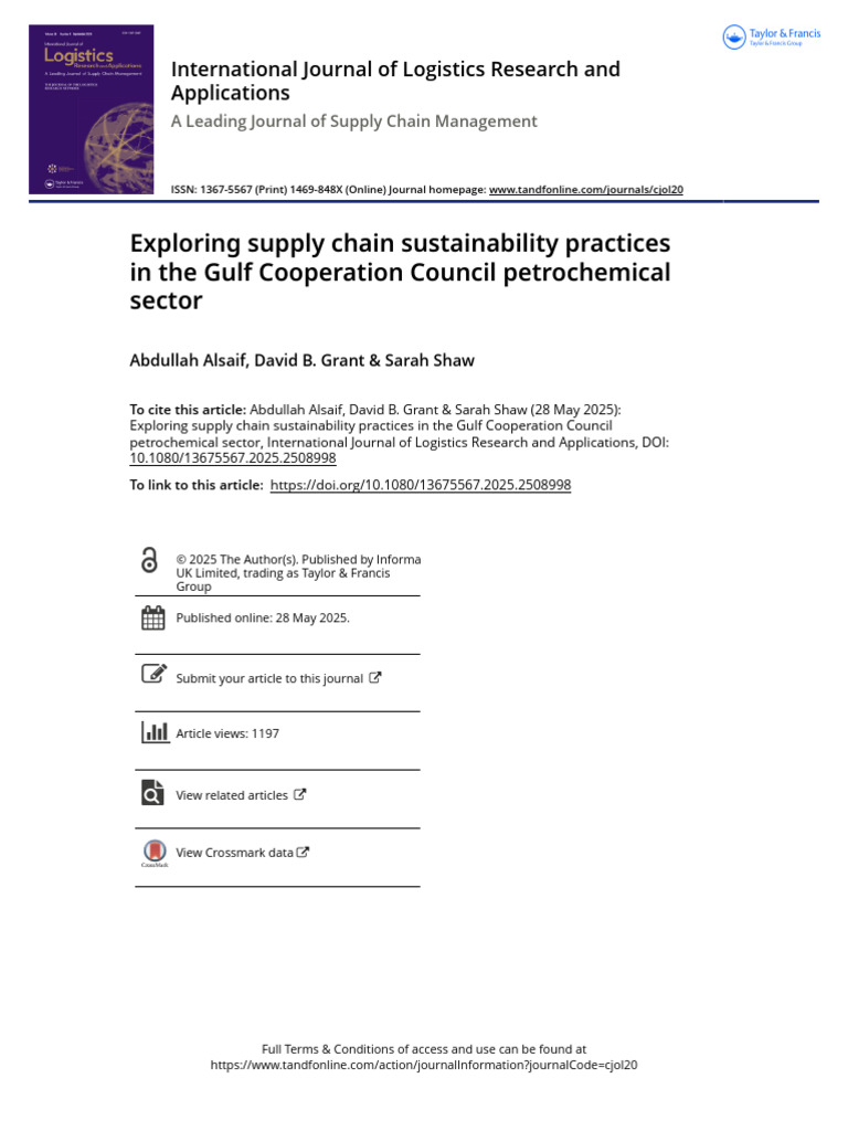 Exploring Supply Chain Sustainability Practices in The Gulf Cooperation ...