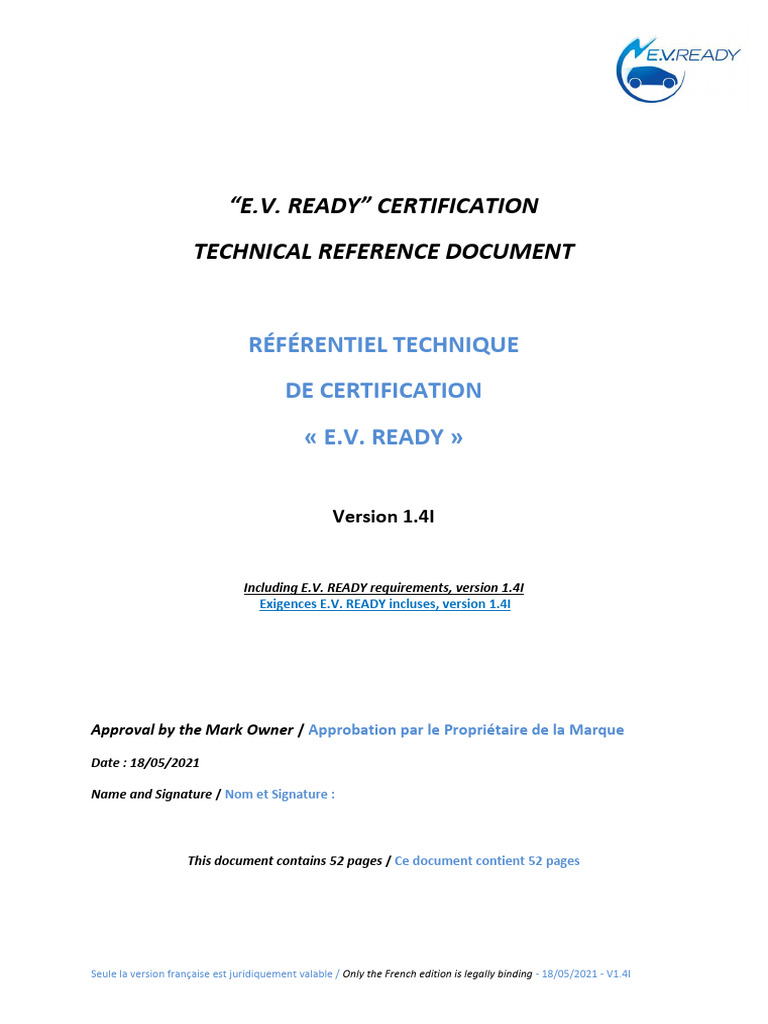 EV READY Certification Technical Reference Document 1.4I - 18052021 ...